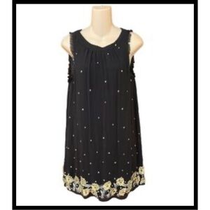 Alice and Olivia Black Sleeveless Dress with Embellished Hem